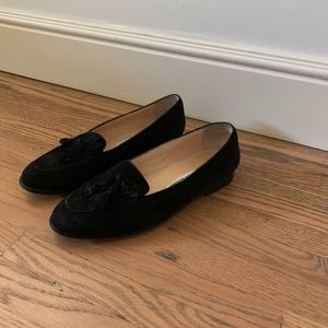 Black swayed Manolo Blahnik loafers